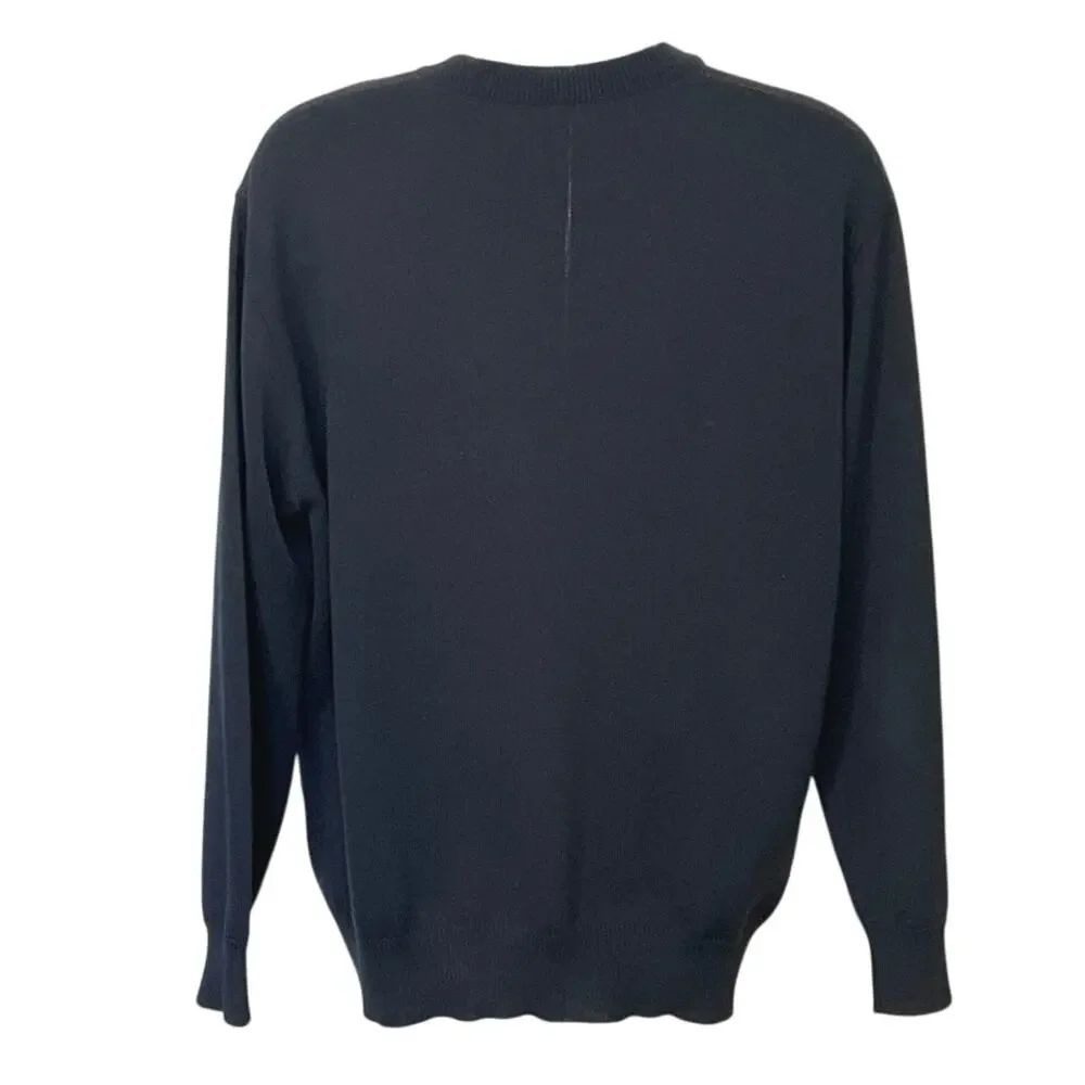 COMO Sport Italy Men’s Argyle Crew Neck Knit Sweater Blue Green Size XL